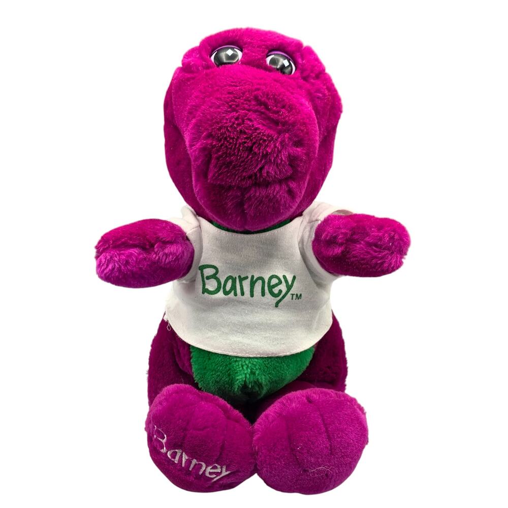 Barney The Dinosaur Plush Purple T Shirt 1992 Golden Bear Stuffed Animal 12" VTG
